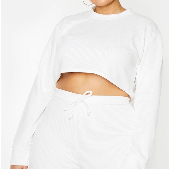 PrettyLittleThing Tops - NEW! PLT Plus Cream Wide Rib High Neck Crop Top-18